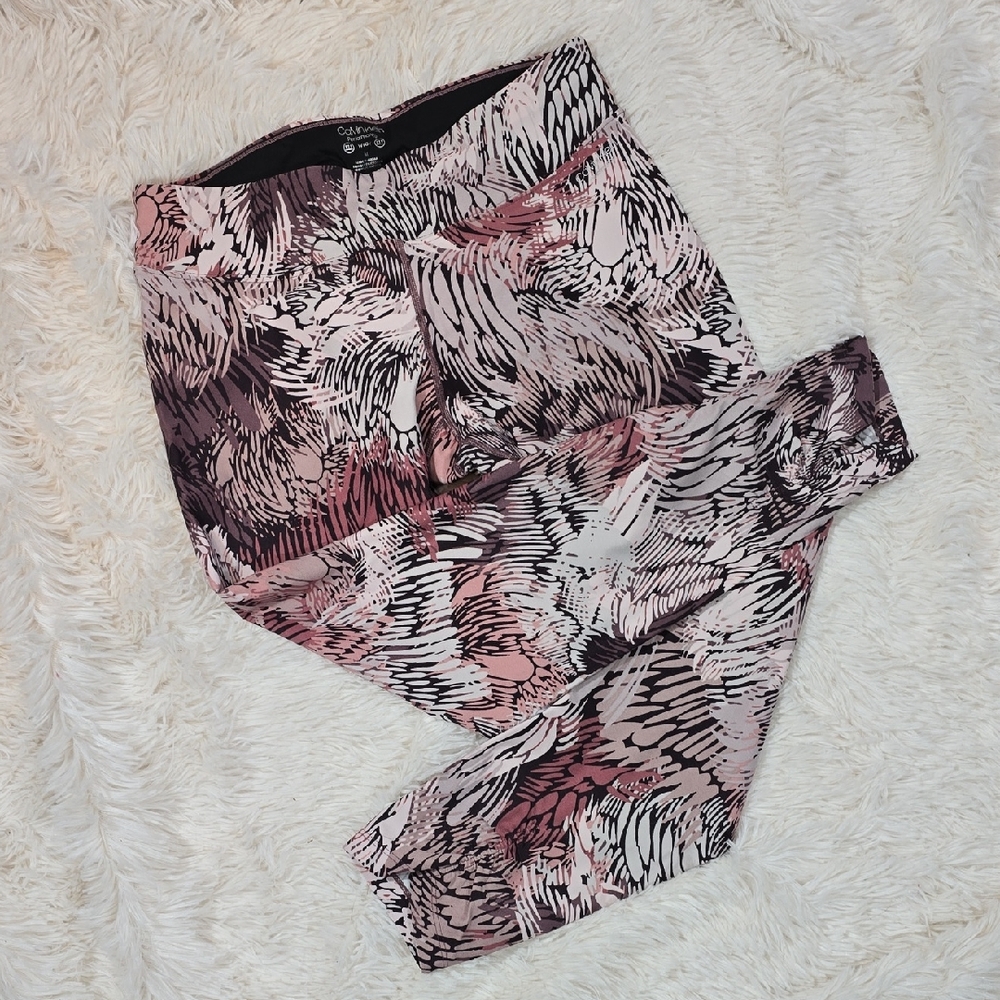Calvin Klein Performance "Wicking" Pink and Black Abstract Print Leggings Size M